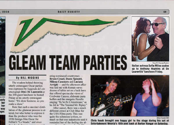 Above, article in Variety with Sofia and Anthony Hopkins.